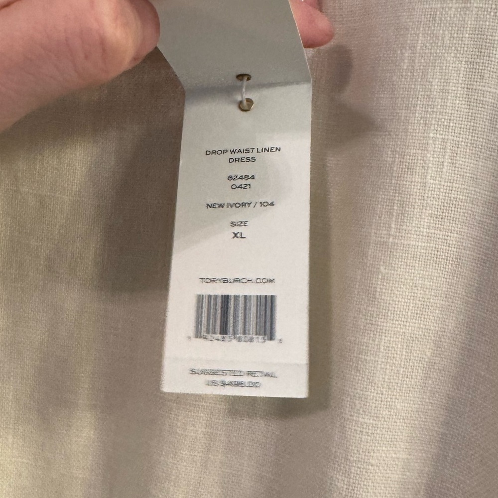 Tory Burch Drop-Waist Linen Dress XL New Ivory NEW WITH TAGS - Picture 5 of 9